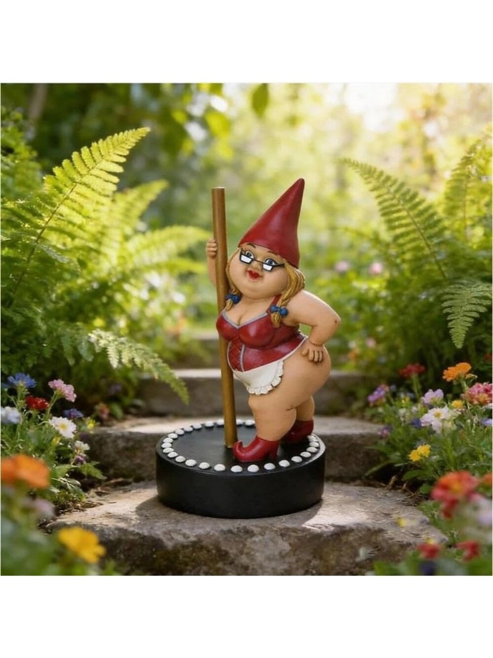 〽️Red Dancing Gnome Statue Whimsical Garden Decor Playful Figurine Lawn Yard - Picture 2 of 6